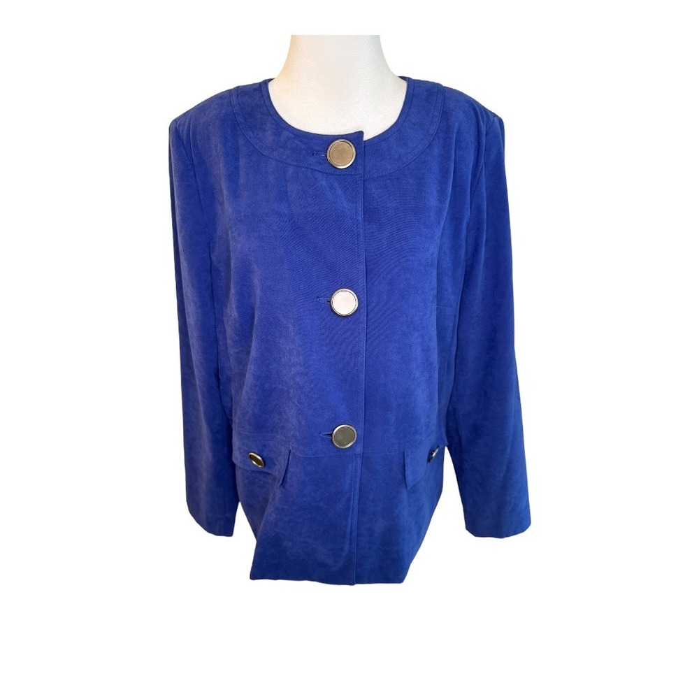 JM Collection Blazer Jacket Career Button Front Cobalt Blue Size‎ 12